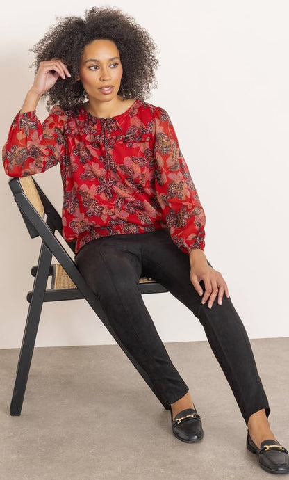 Floral Printed Smocked Hem Top