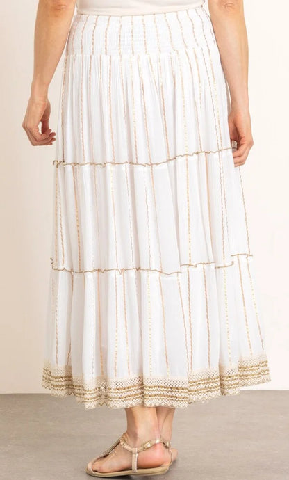 Lurex Striped Pull On Boho Skirt