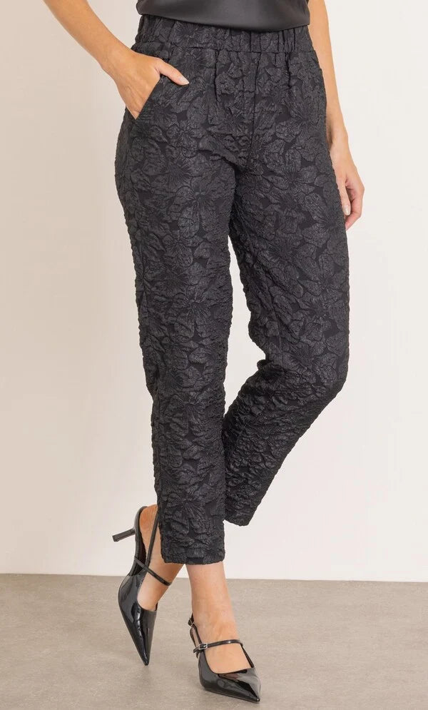 Floral Textured Pull On Trousers