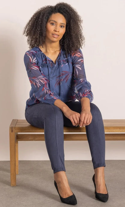 Floral Printed Smocked Hem Top