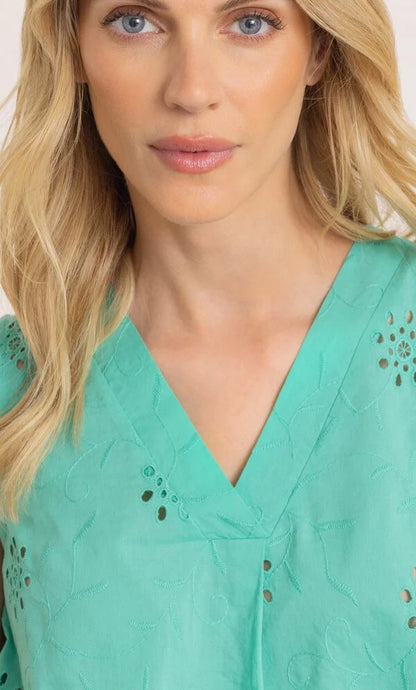 Floral Eyelet Embroidered Sleeveless Cotton Top