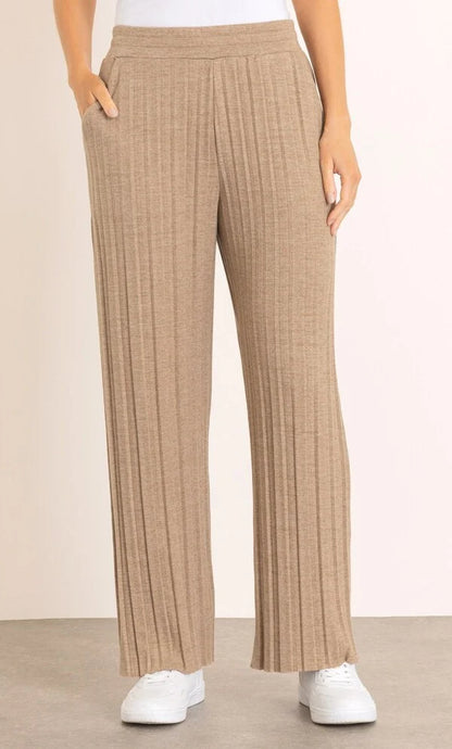Wide Leg Pleated Knit Trousers