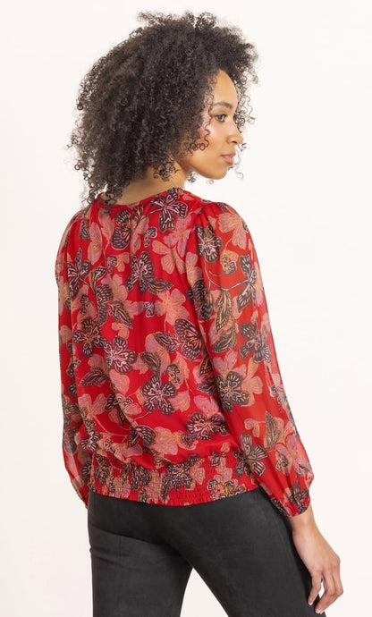 Floral Printed Smocked Hem Top