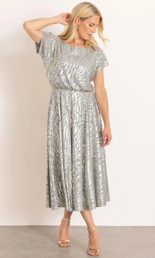 Shimmer Animal Print Midi Dress