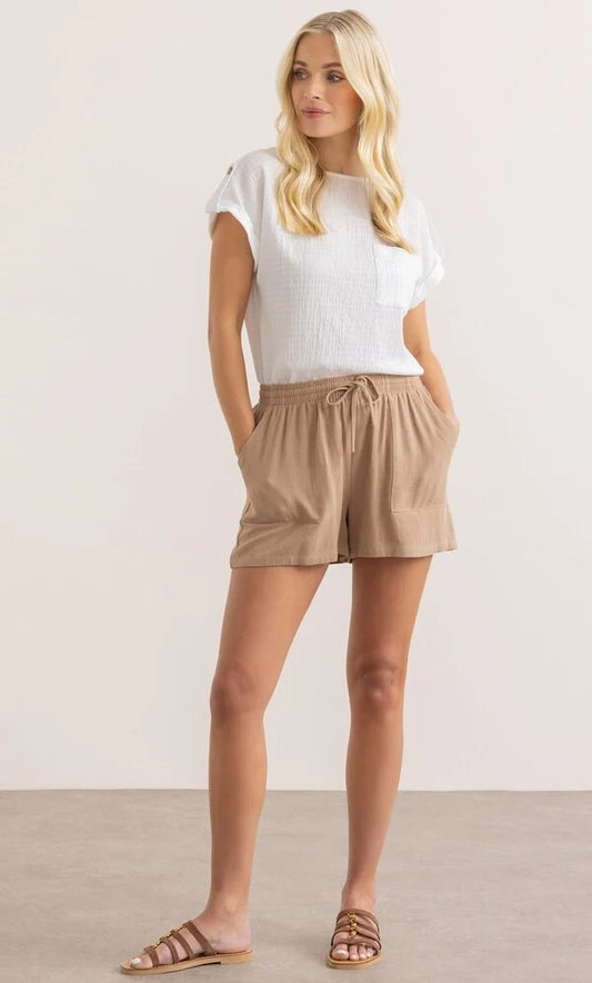 Linen Blend Pull On Shorts