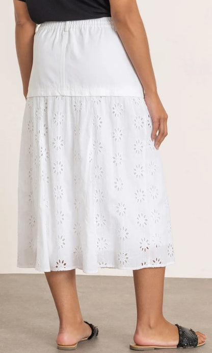 Eyelet Embroidered Cotton Midaxi Skirt