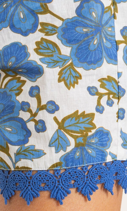 Floral Print Pull On Cotton Shorts