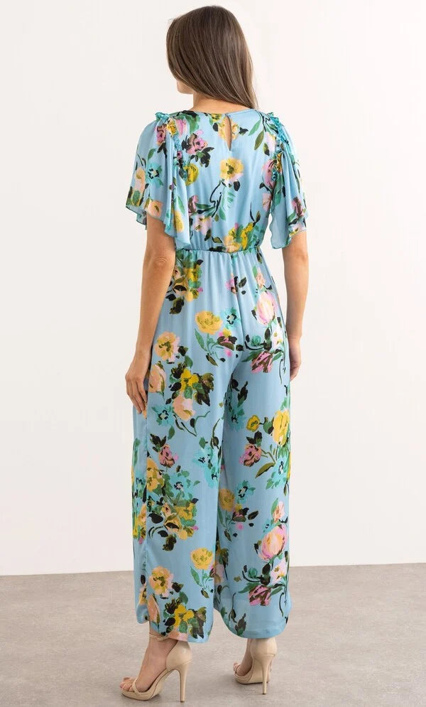 Floral Print Wide Leg Jumpsuit