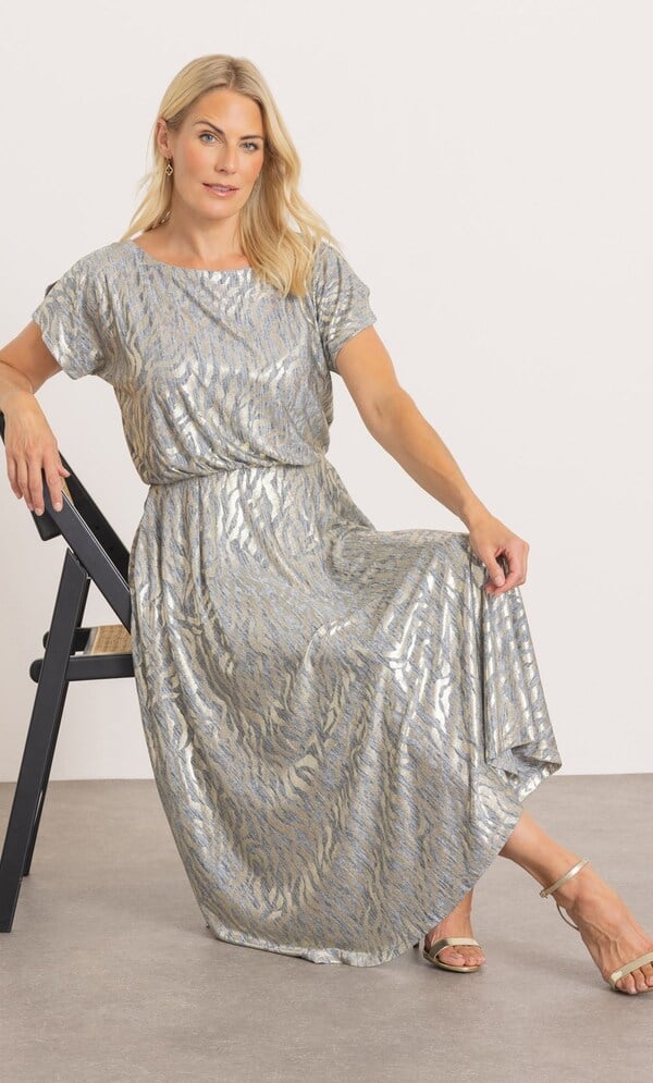 Shimmer Animal Print Midi Dress