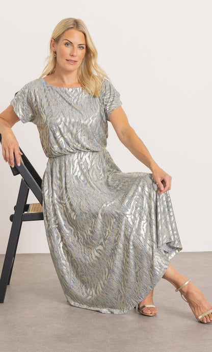 Shimmer Animal Print Midi Dress