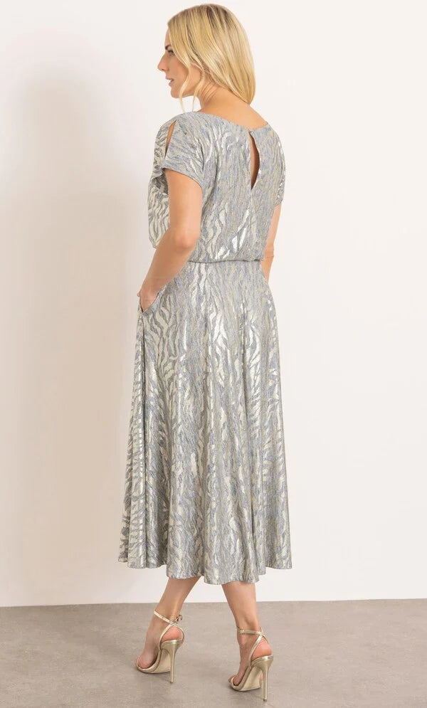 Shimmer Animal Print Midi Dress