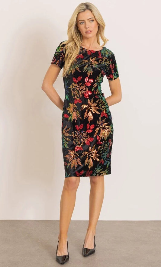 Sequin Velour Fitted Dress