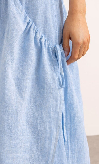 Linen Blend Pull On Midi Skirt