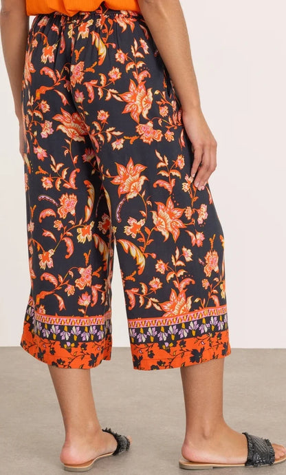 Floral Printed Wide Leg Cropped Trousers