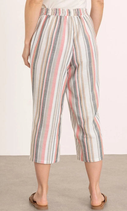 Striped Wide Leg Cropped Trousers