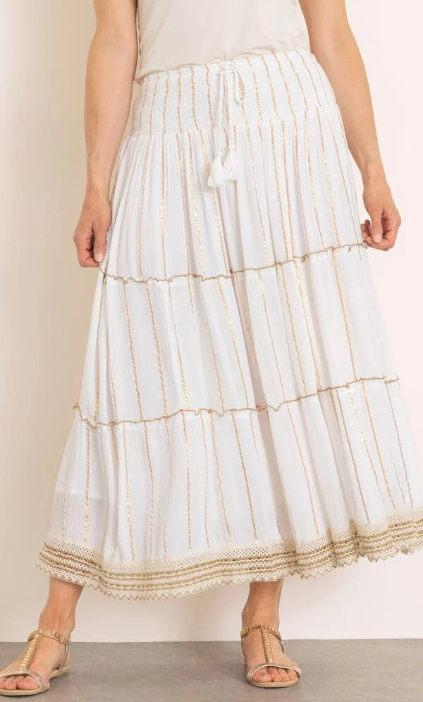Lurex Striped Pull On Boho Skirt
