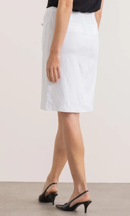 Stretch Button Front Skirt