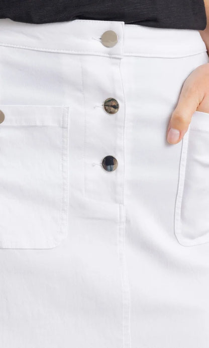 Stretch Button Front Skirt