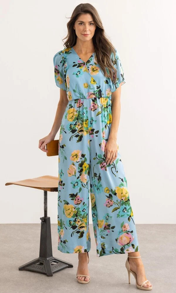 Floral Print Wide Leg Jumpsuit