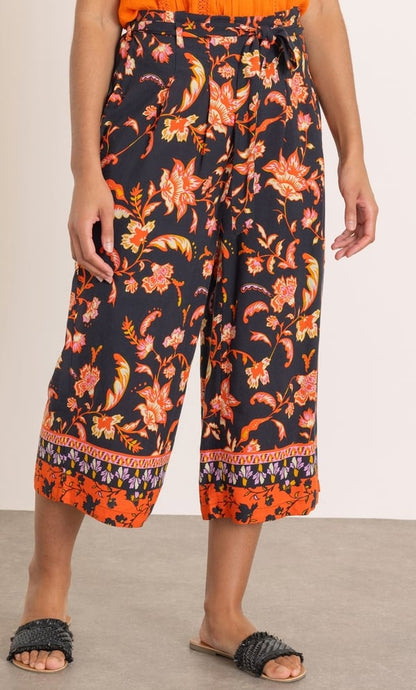 Floral Printed Wide Leg Cropped Trousers