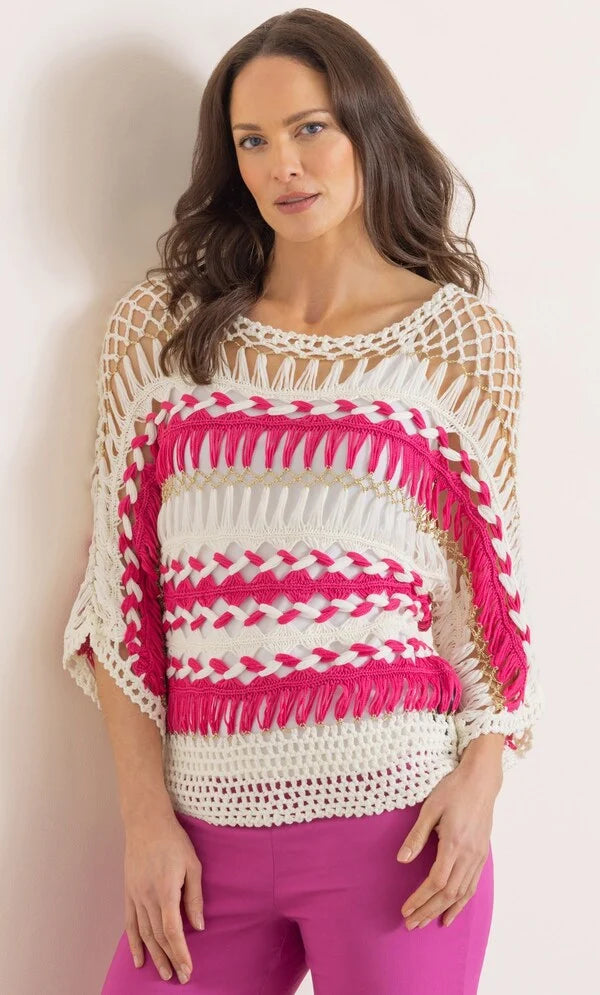 Striped Open Knit Top