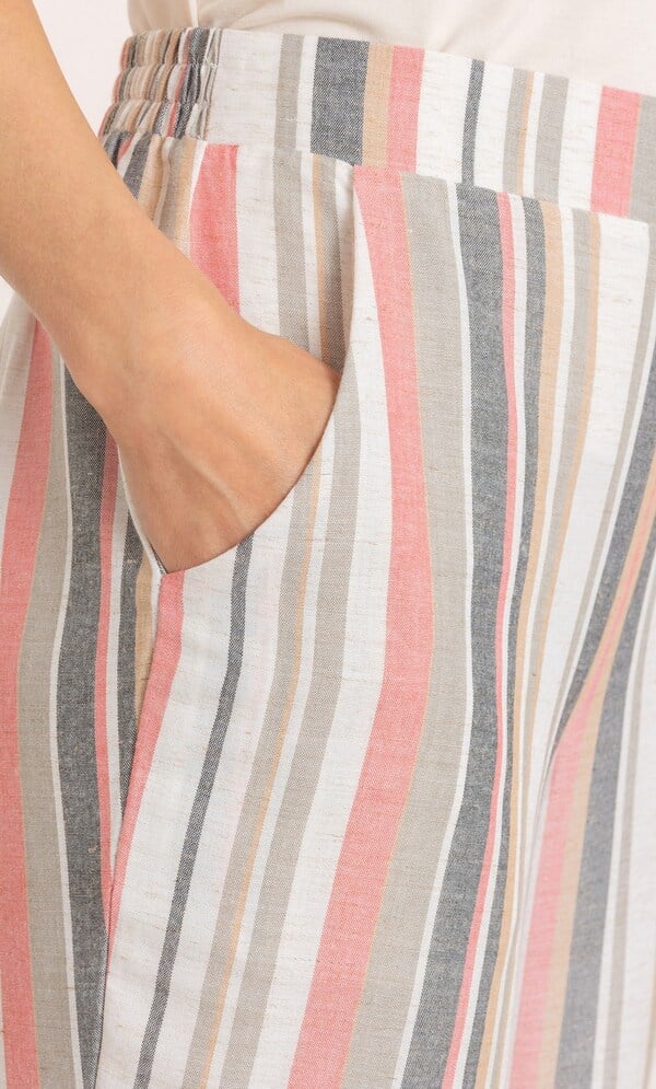 Striped Wide Leg Cropped Trousers