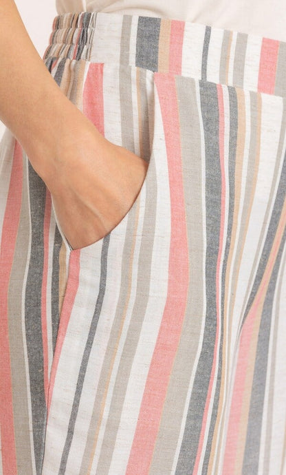 Striped Wide Leg Cropped Trousers