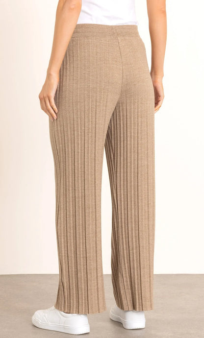 Wide Leg Pleated Knit Trousers