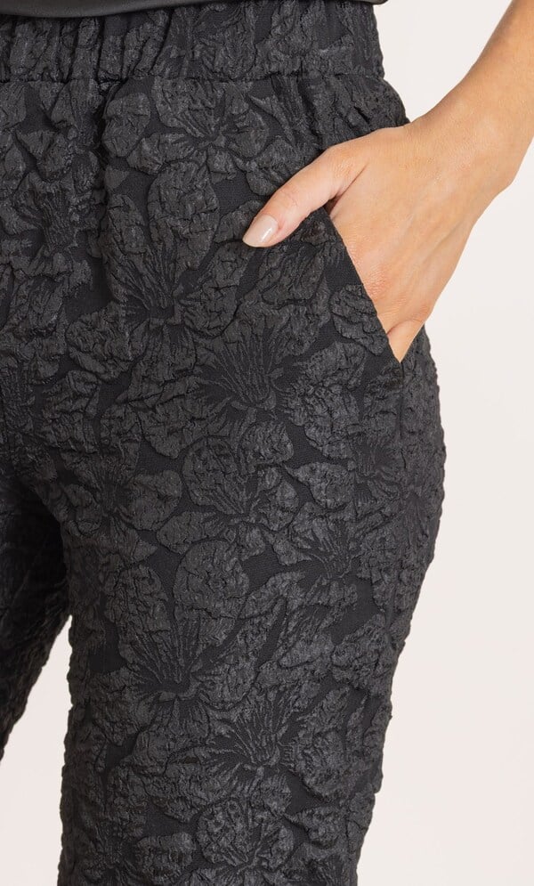 Floral Textured Pull On Trousers