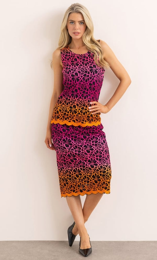 Ombre Floral Lace Skirt